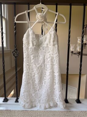 for love & lemons tati lace ruffle dress For Love and Lemons - Tati Lace Ruffle Dress - Lemon